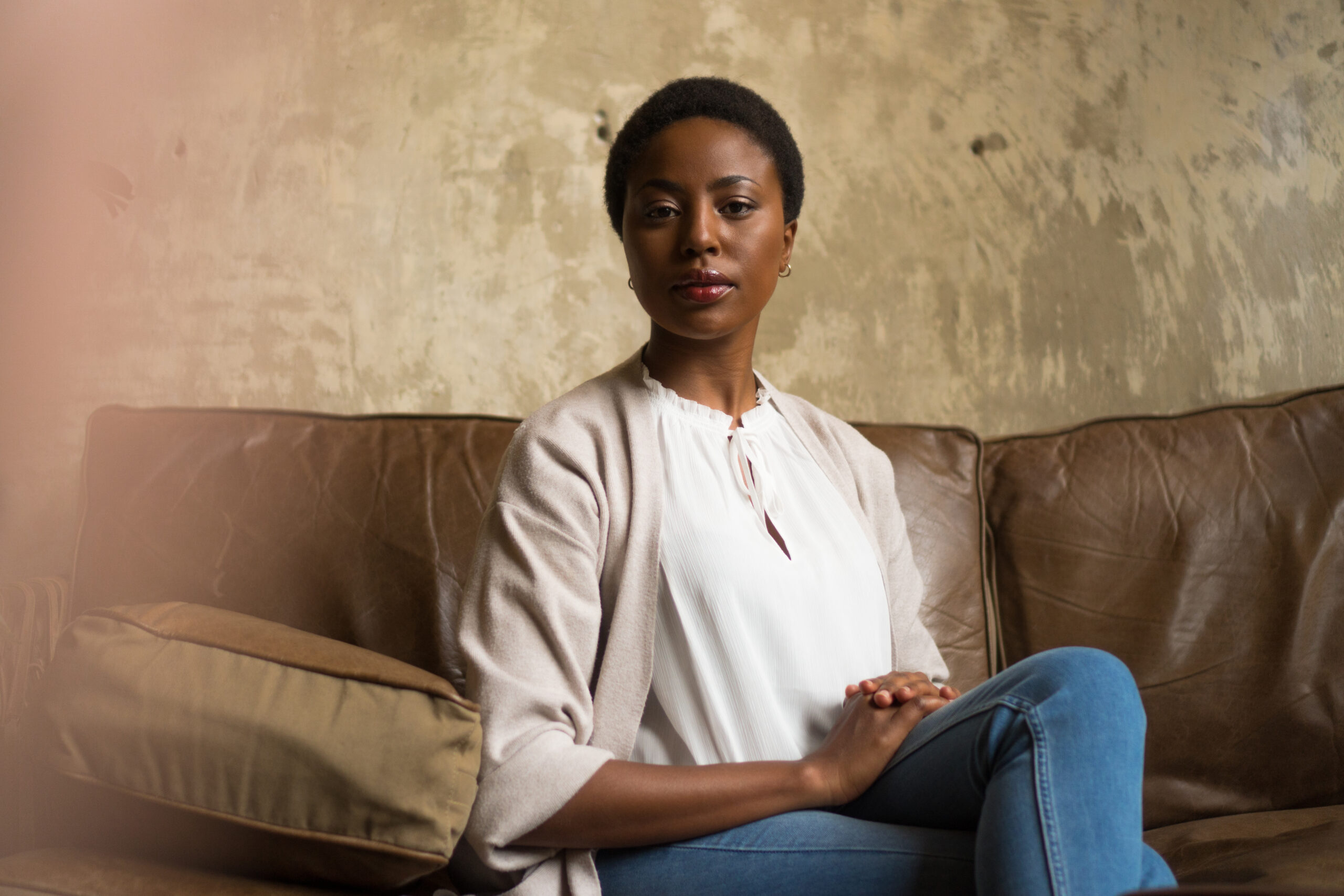 Woman in a calm, grounded moment — aware and prepared