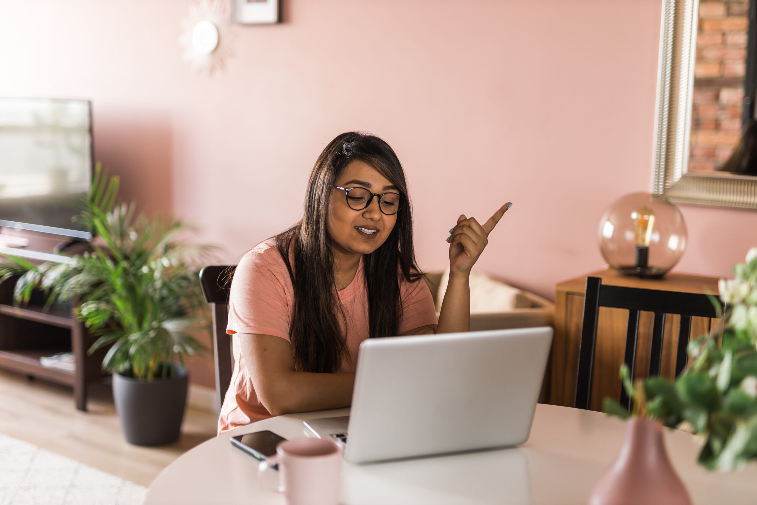 Woman engaged and present in a virtual group session