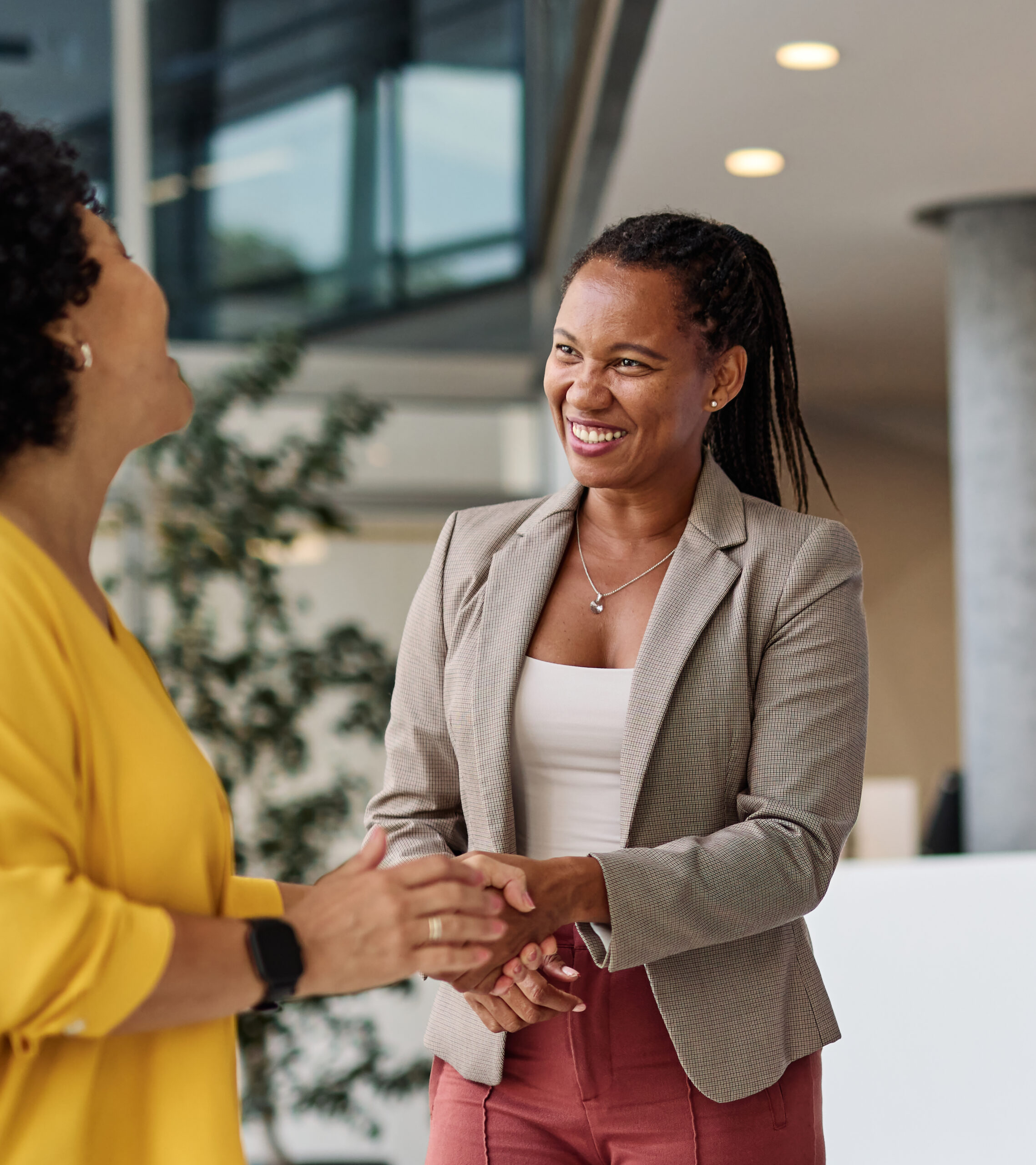Two women in a calm, supportive and warm conversation